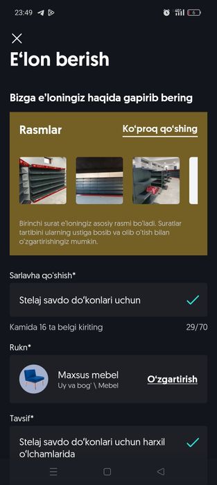 1tomonlama stilaj servis xizmati mavjud