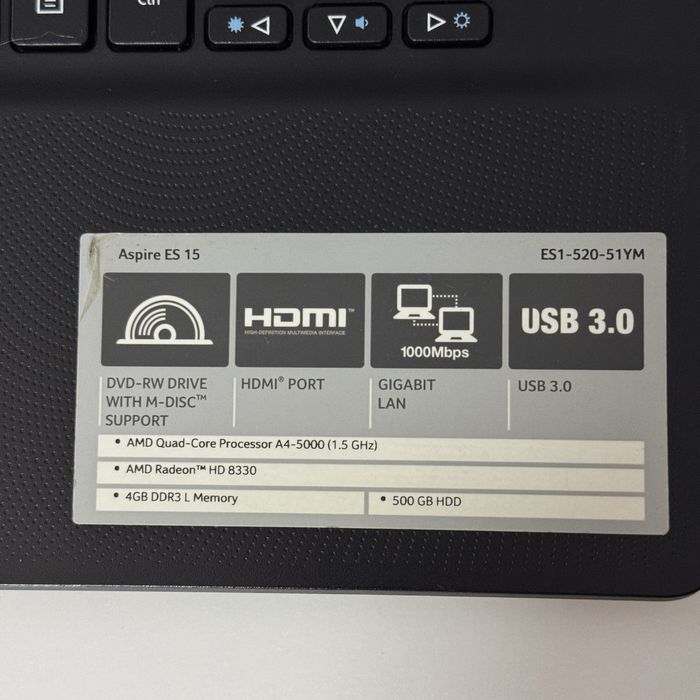 Acer Aspire ES 15 ES1-520 – 4GB RAM / 500GB HDD