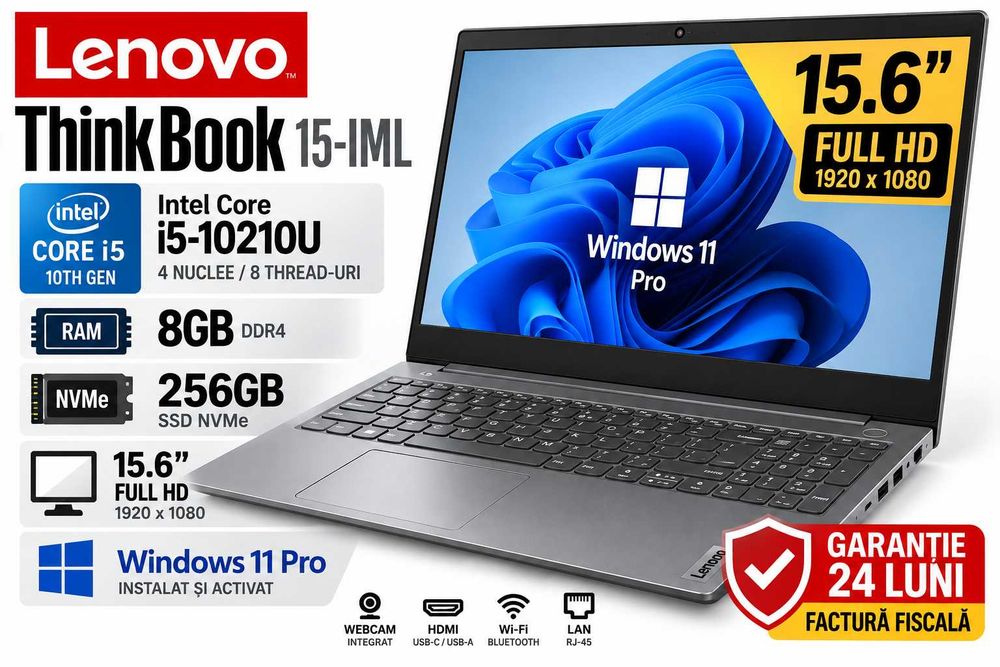 Laptop Lenovo ThinkBook 15 IML i5-10210U 8GB SSD 256GB Full HD Garantie 24 Luni