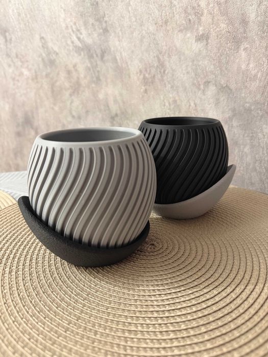 Ghiveci decorativ cu tăviță – design modern, finisaj mat