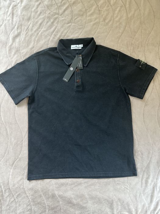 Черна поло риза Stone Island (М)