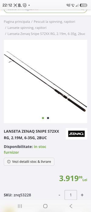 Lanseta Spinning Zenaq Snipe RG 72xx 6-35gr