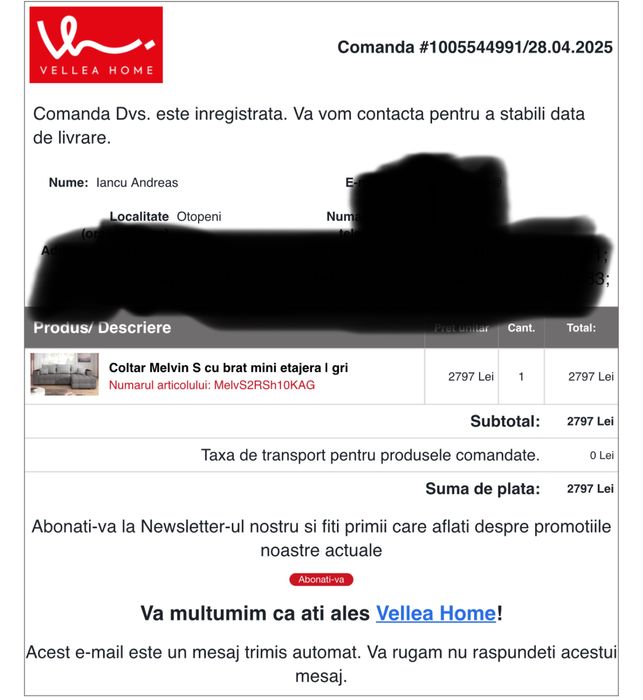 Vand coltar de living