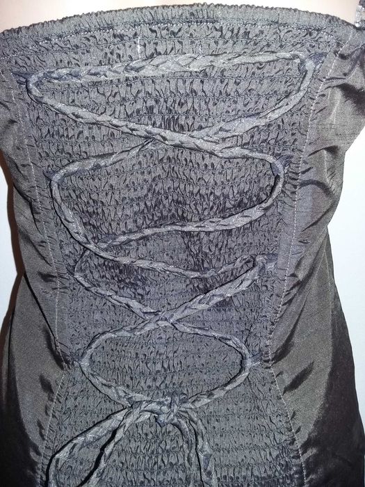 Top elegant unicat stil Corset chic satinat broderii florale fir lame