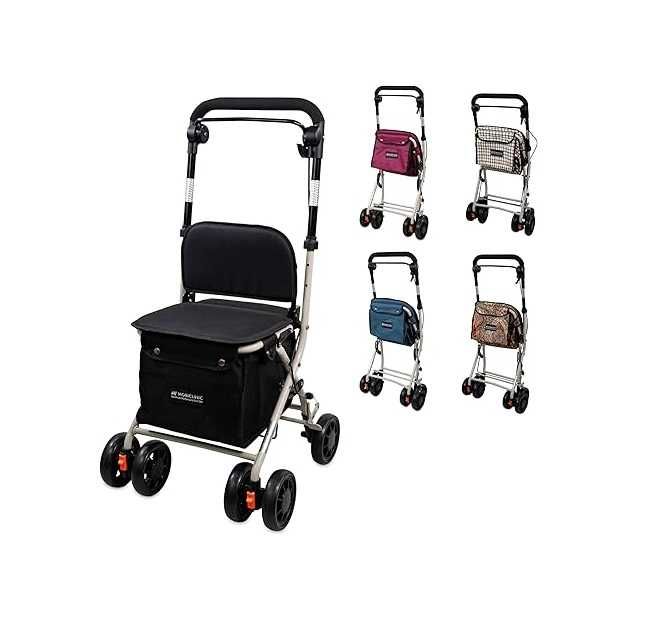 Mobiclinic Coliseo Пазарска количка със седалка до 120 кг. сгъваема, 4 колела, стомана