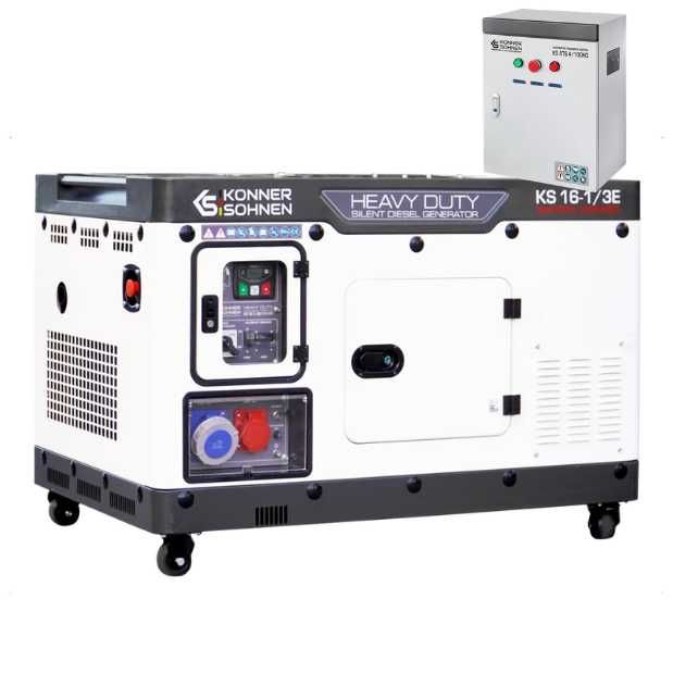 Generator de curent diesel trifazat Konner Sohnen KS 16-1/3E, 230V/400V, 20kVA ATS inclus