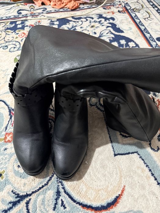 Кожаные Зимние сапоги женские