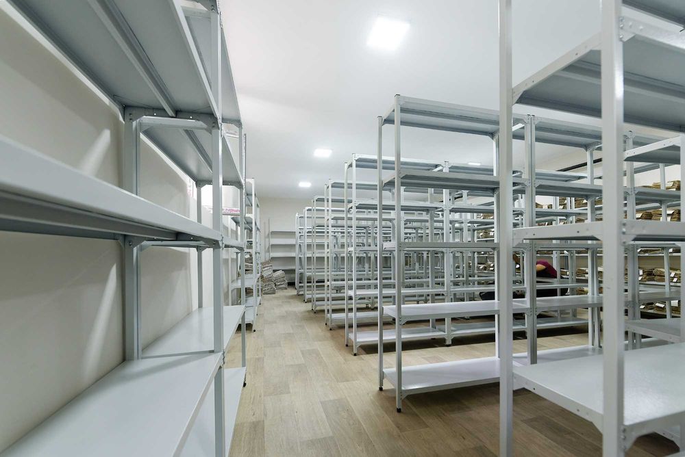 Arxiv stellaj, rafli metall tokchalar, ombor, архивный стеллаж