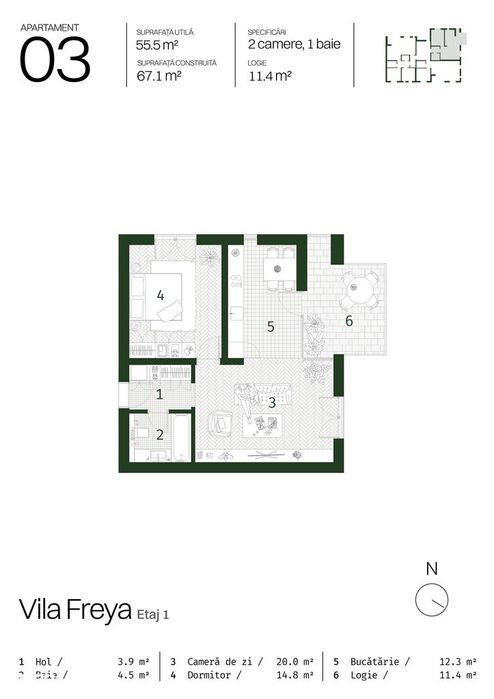 Apartamente la VILA, colinapark.ro, Pompa caldura individ., Energ.A