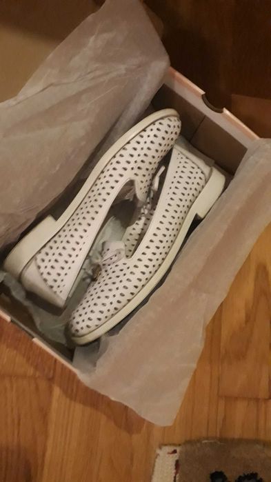 Balerini albi piele naturala 37