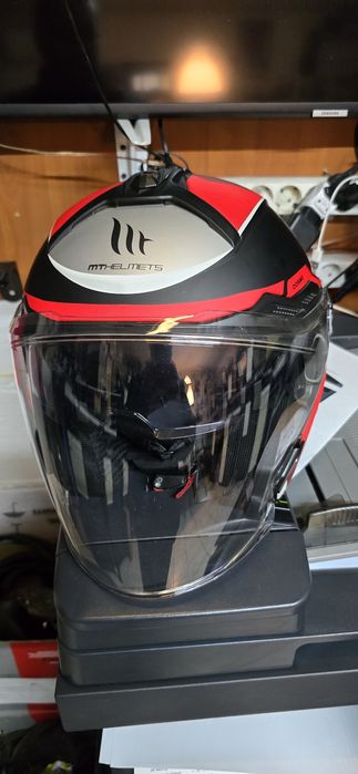 Casca moto mt helement negru cu rosu