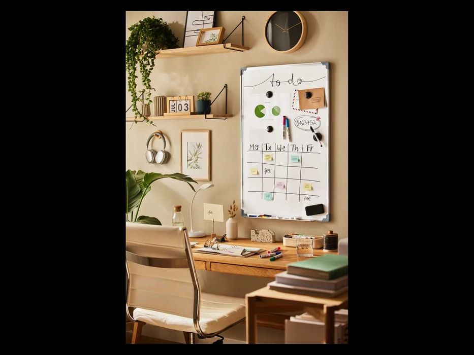 Голяма Магнитна бяла дъска с маркер и магнити комплект