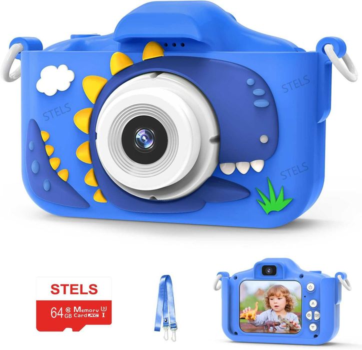 Детски фотоапарат STELS X350, 64GB карта, Селфи, Full HD, Игри