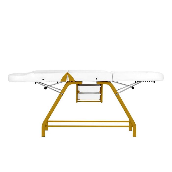 Фиксирана кушетка 557G-бяла/черна с златиста рамка 184 x 60/80 x 76 см