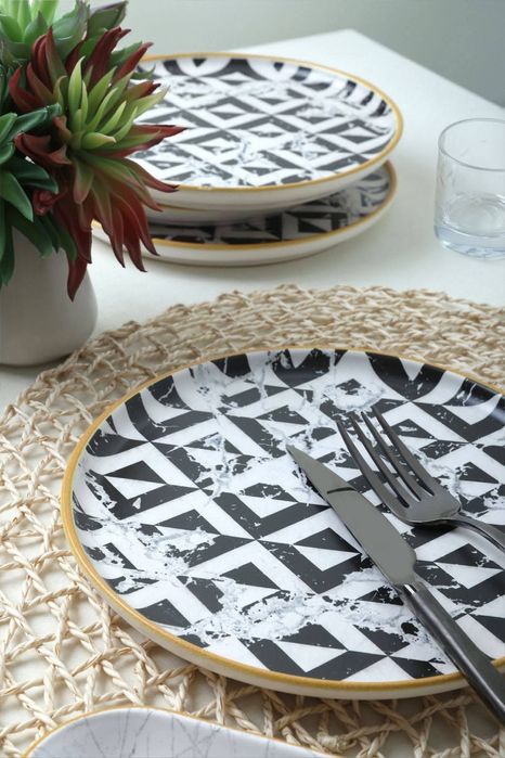 Нов Комплект за Закуска 18части Marble Black& White