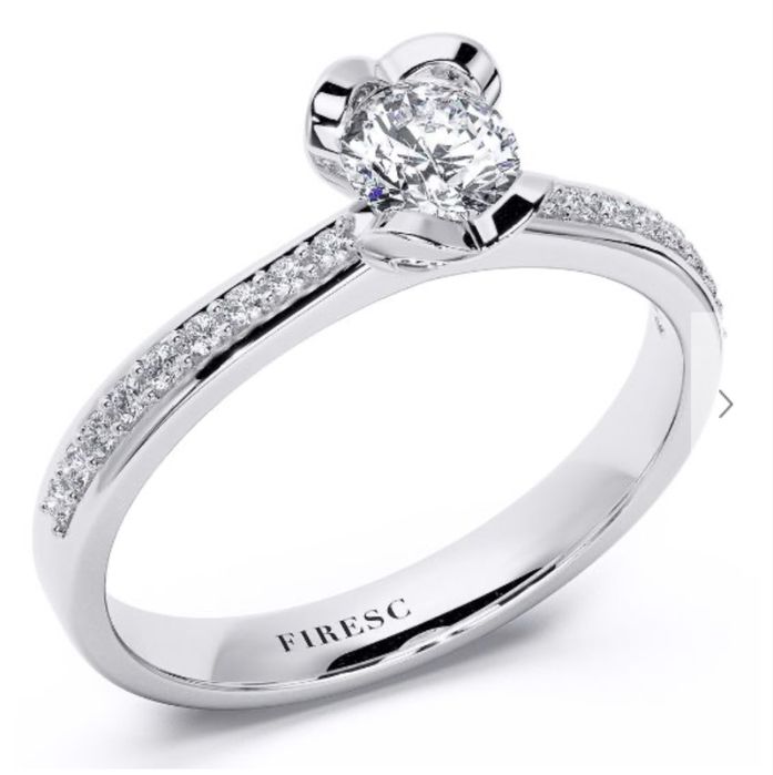 Inel de logodna cu diamante naturale - aur alb 18Kt -Atelier FIRESC