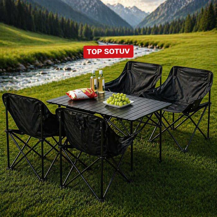Складной стол + 4 стула | Набор для пикника и кемпинга