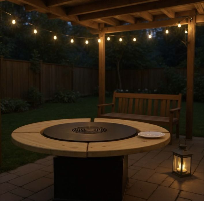 Grătar tip plită lucrat manual, ideal pentru gătit în aer liber