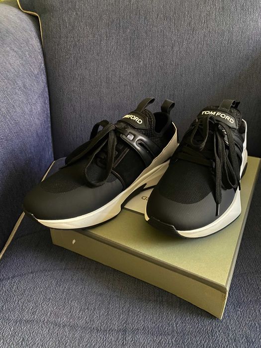 TOM FORD Jago panelled logo-patch sneakers