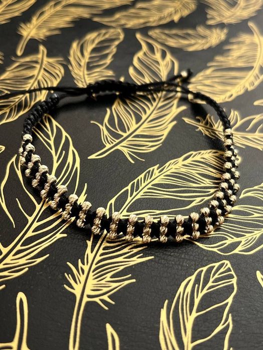 Brățară din șnur reglabil cu biluțe de aur 14k! Nu se vinde la gram!