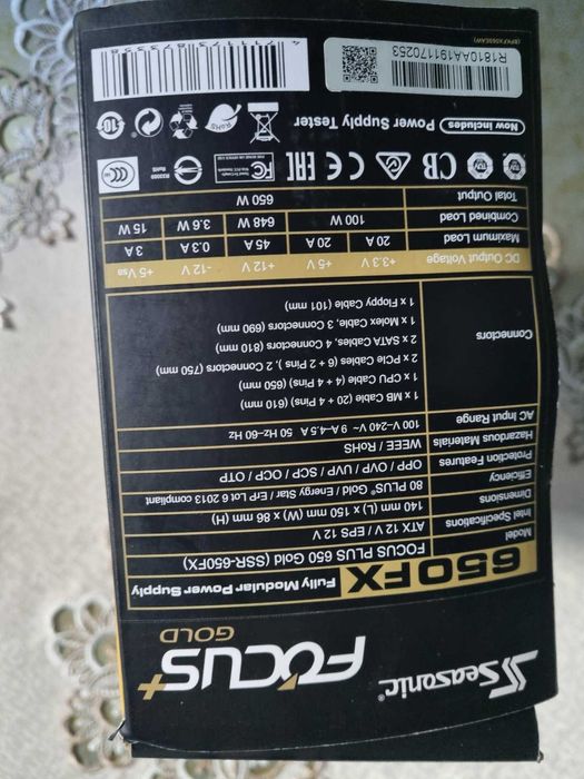 Sursa Seasonic Focus, 80+ Gold, 650W