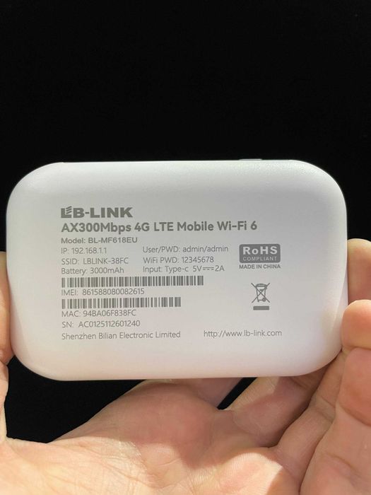 карманный wi-fi роутер с сим картой LB-LINK BL-MF618EU LTE CAT4 MiFi