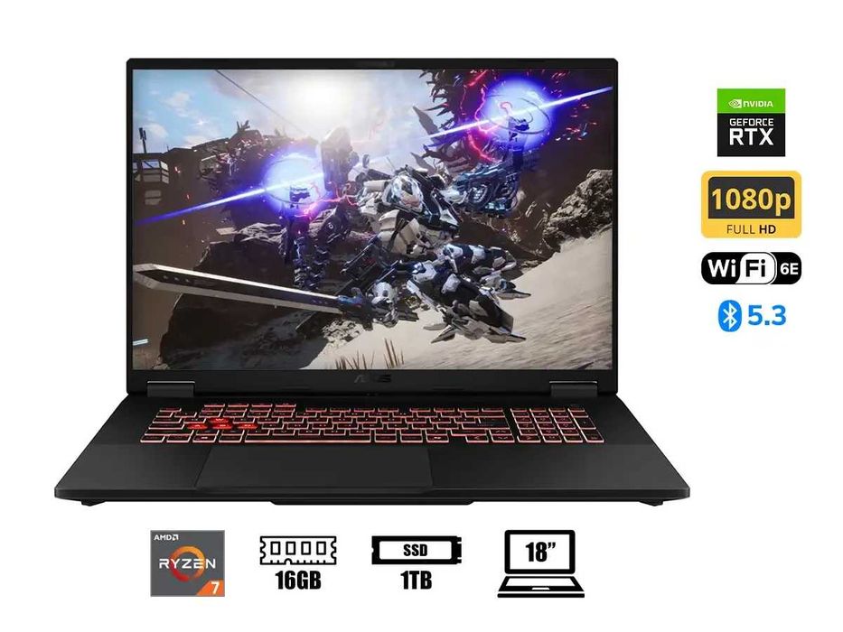 ASUS TUF  A18 18"  IPS AMD Ryzen R7-260 DDR5 16GB SSD 1TB  RTX™ 5050