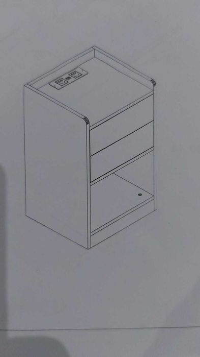 Нощно шкафче със зарядна станция,  с 2 чекмеджета и отворен рафт, н144