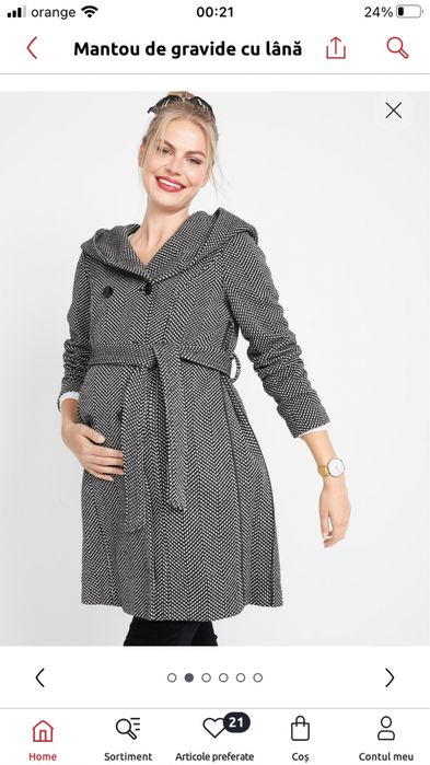 Paltonas pentru gravide, cu compozitie de lana