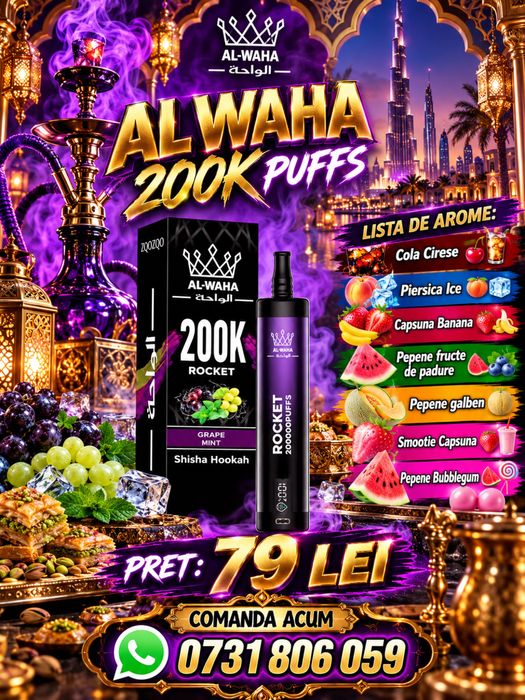 Al Waha 200k puffs gust fructe  nou sigilat