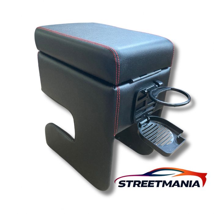 Универсален автомобилен подлакътник, кожен с поставка за чаша