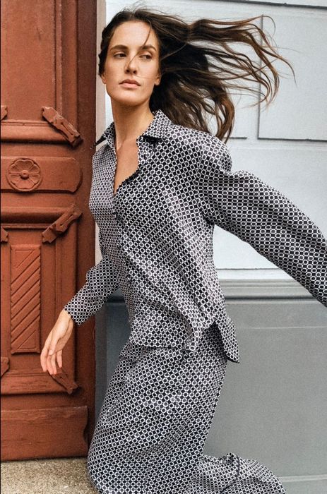 Zara сатенен сет риза и панталон