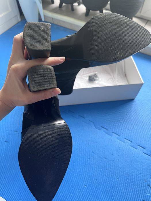 Cizme negre lungi sub genunchi din piele naturala