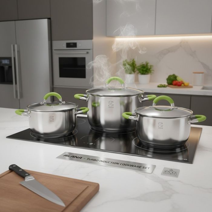 Комплект тенджери Swissgold Alana – 3 броя с капак от неръждаема стома