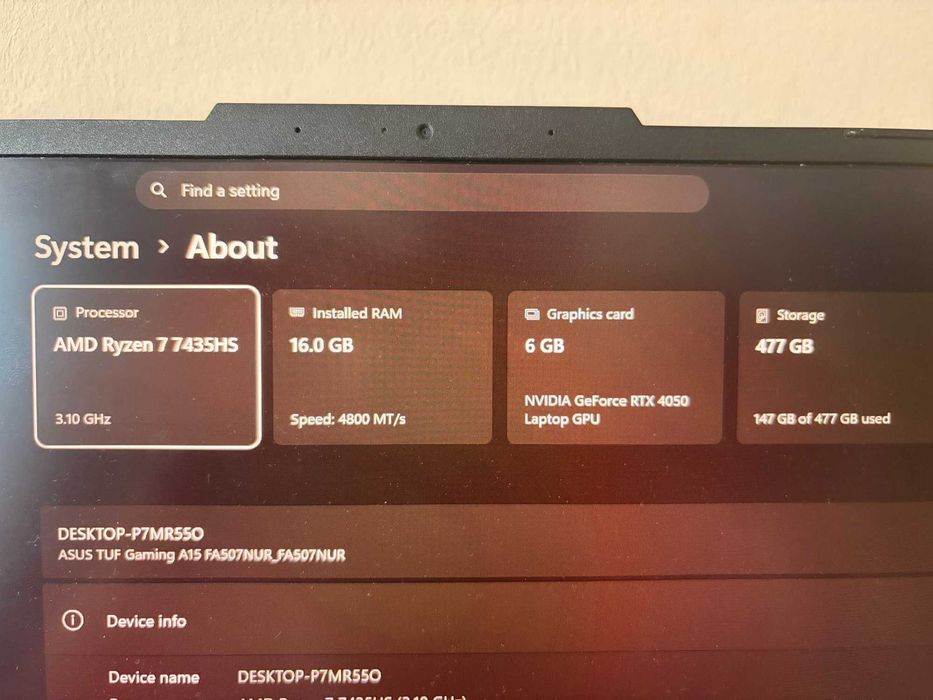 Laptop gaming ASUS TUF A15