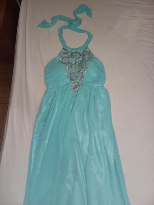 Дълга официална рокля в светлосин цвят