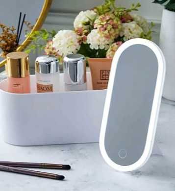 Светещо огледало тип органайзер за схранение на гримове и козметика