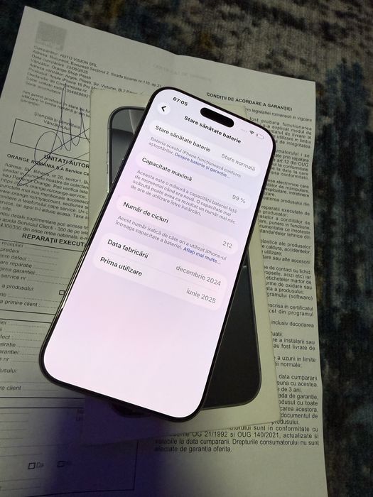 Vand/schimb Iphone 16 Pro Max 256 white Gb 99% garantie Orange ca NOU!