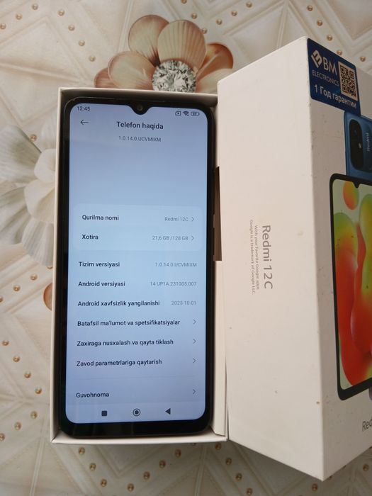 Assalomu aleykum srochni Redmi 12 c xotira 128 gbayt sotiladi