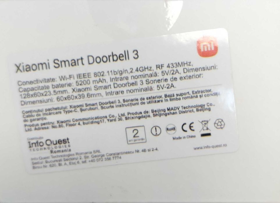 Sonerie inteligenta Xiaomi Smart Doorbell 3 [#12311#]