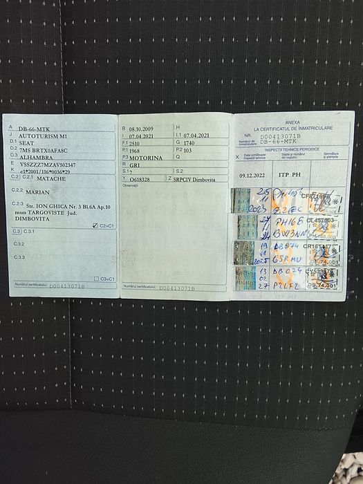 Seat alhambra 2010fabricat 242000km  preț 3800euro