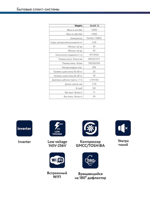 Кондиционер 12 Welkin Nuar  | Inverter Quattro | Доставка