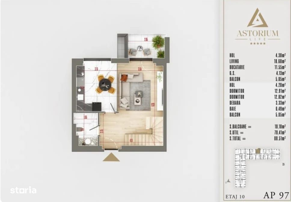 Duplex 3Cam. - Proiect Astorium Life / Bloc Finalizat! — fotografia 3