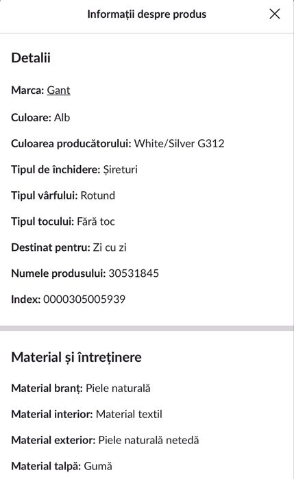 Pantofi / snekearsi / adidasi Gant din piele naturala dama, marime 39