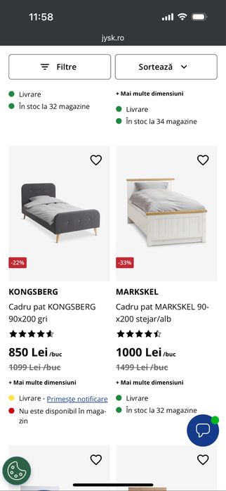 Pat 90/200 cu somiera si saltea