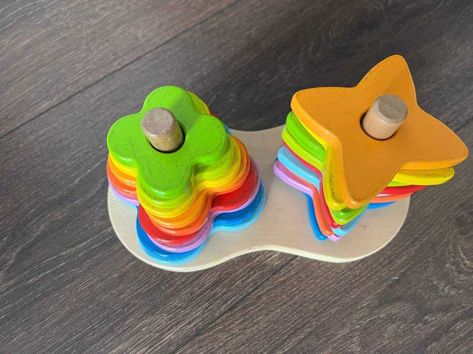 Дървена низанка Hape Double Rainbow Stacker