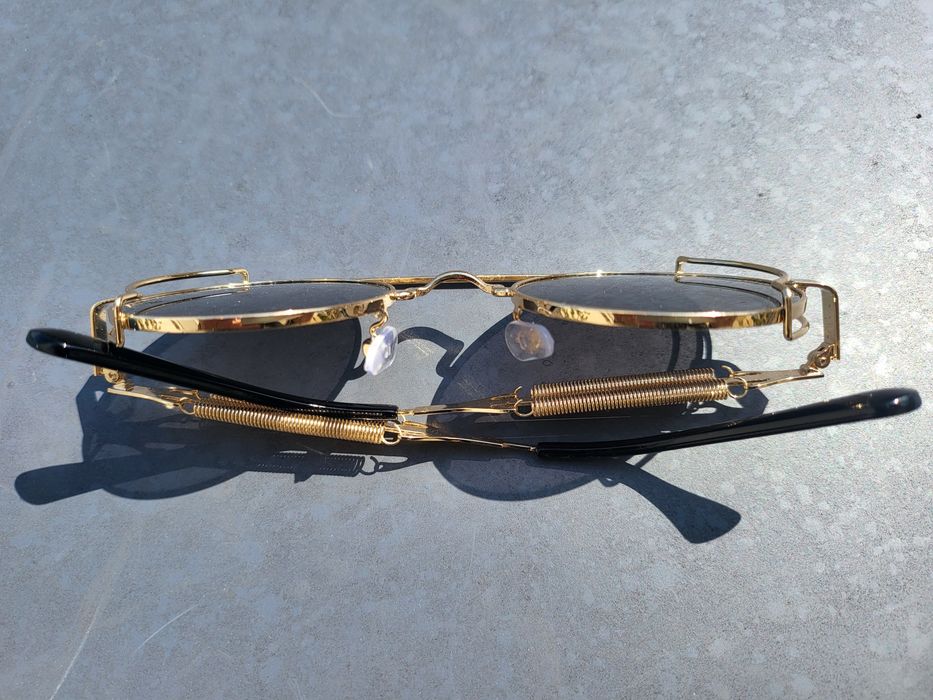 Ochelari Classic Retro Steampunk Cyber Sun Glasses Round Gold  Dark Lens