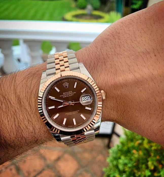 rolex datejust 41mm bi-color choholat dial