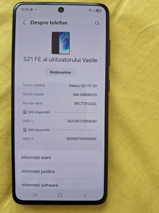 Telefon Samsung Galaxy model  S21 FE