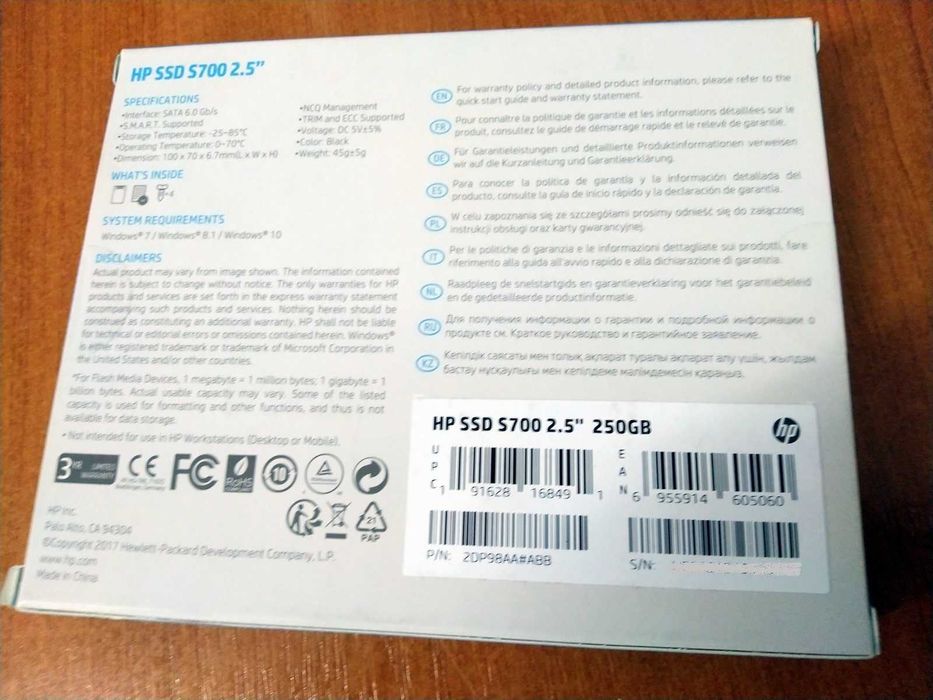 SSD HP S700, 250GB, SATA3, citire 555 Mb/s, scriere 515 Mb/s - SIGILAT